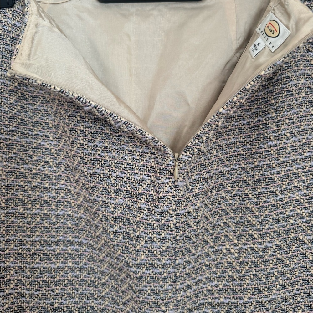 Vintage Talbots Blue Beige Tweed Textured Pencil Skirt Women’s 12P Career Casual - Picture 5 of 8